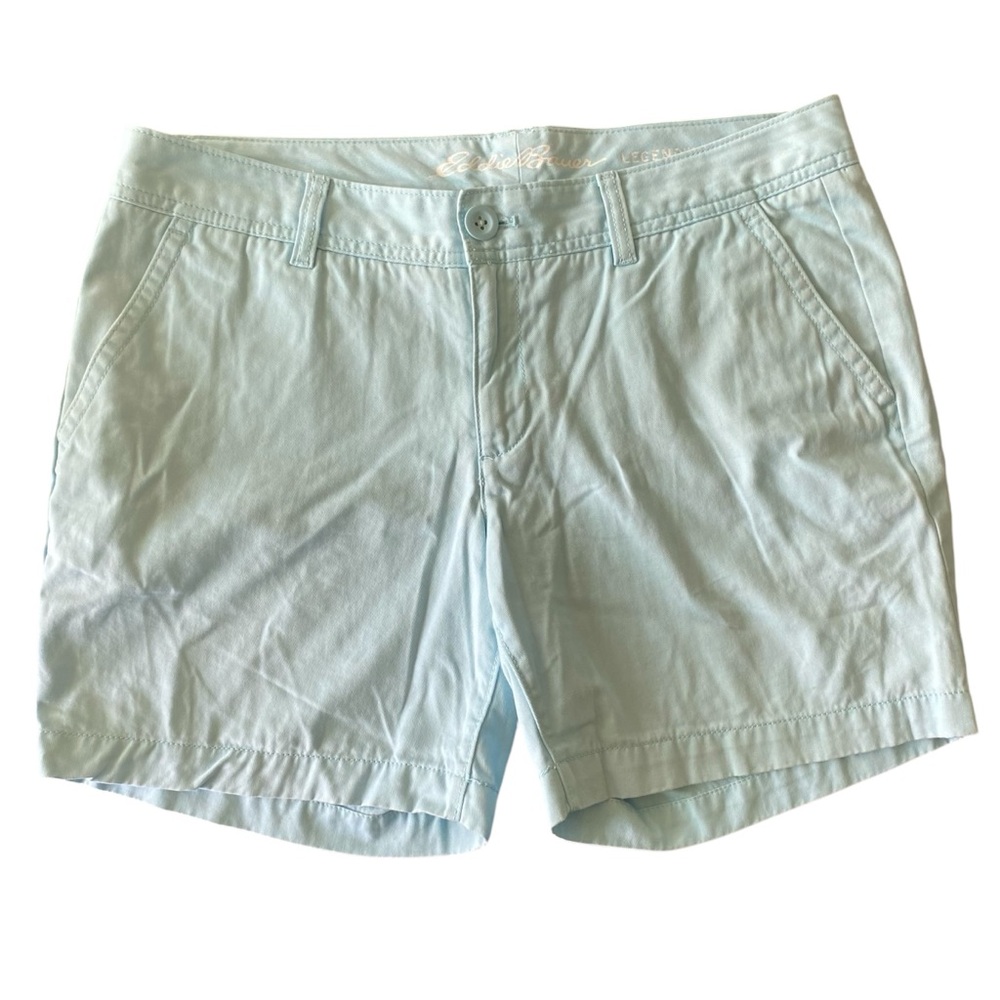Eddie Bauer Legendwash Womens Shorts Light Blue 100% Cotton Sz 8 Travel Resort
